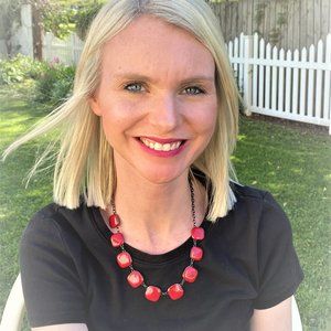 Red Enamel Collar Necklace w Black Metal Chain